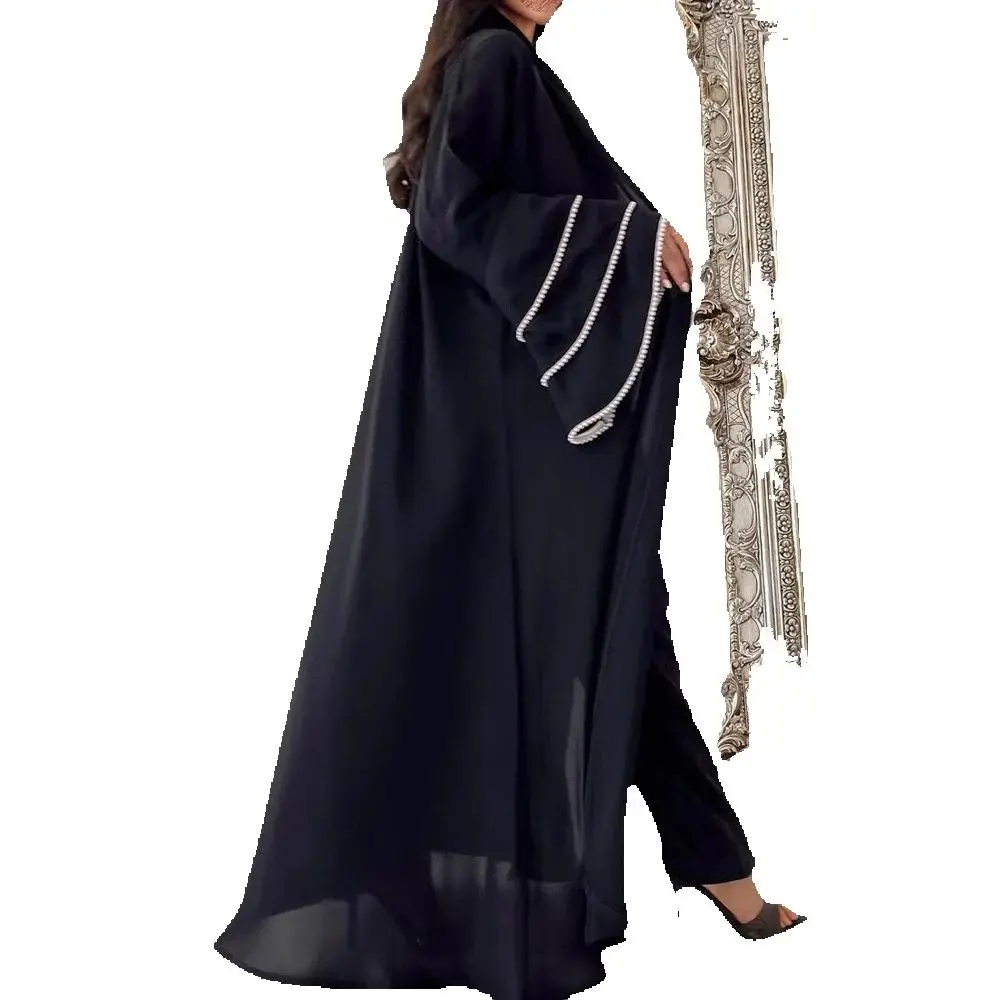 

Eid Ramadan Kimono Open Abaya Luxury Dubai Kaftan for Women Modest Muslim Dress Beads Jalabiya Kebaya Caftan Marocain Femme Robe