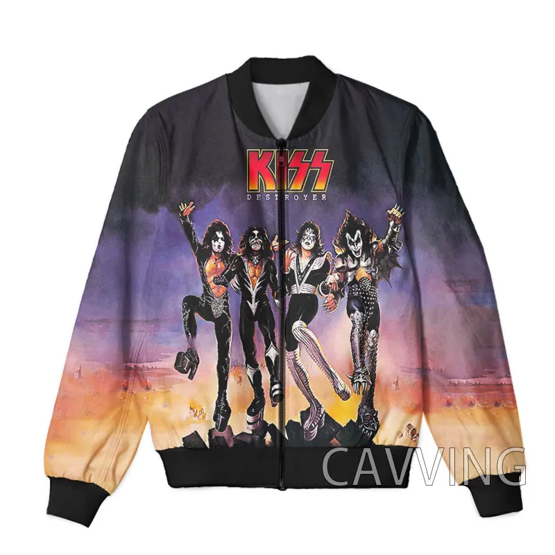 KISS バンドジャージージャケット New Fashion Women/Men's 3D Print KISS Rock Band Zipper Bomber