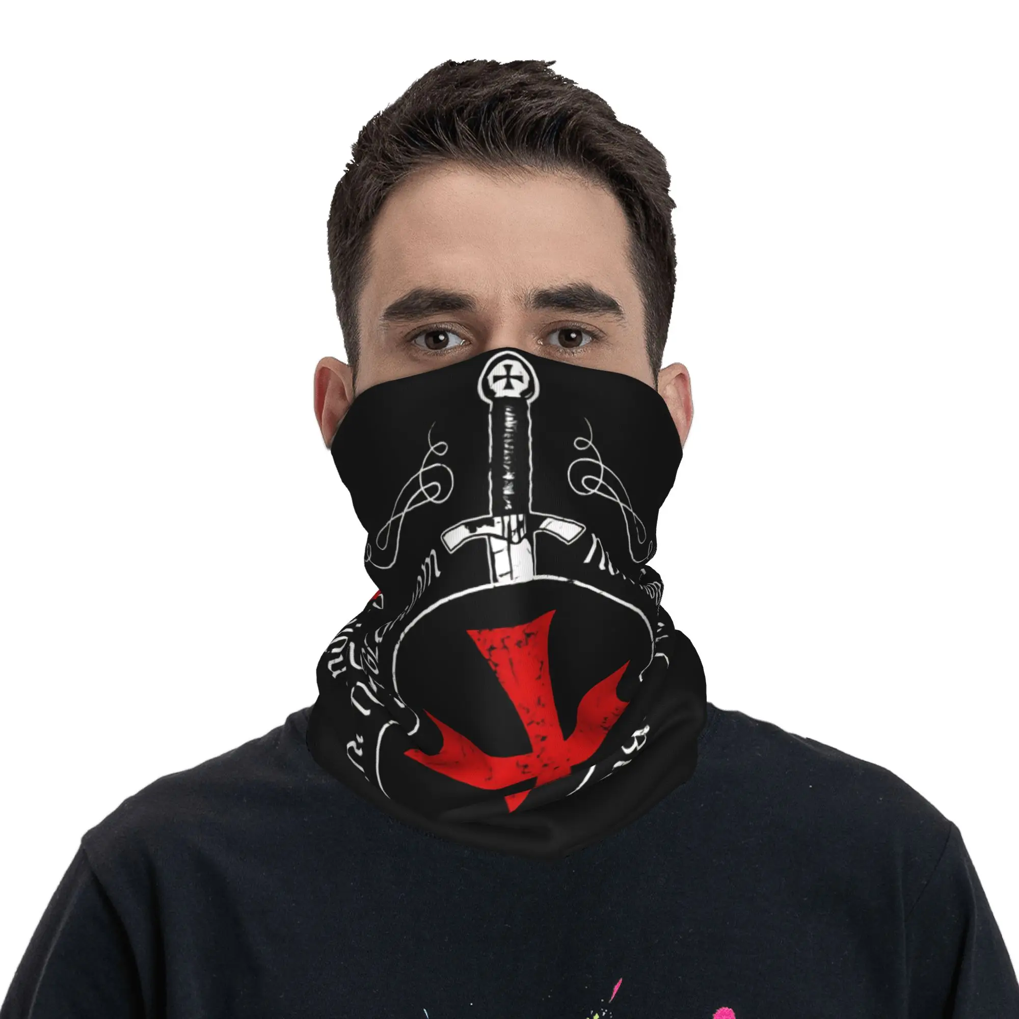 

Knights Templar Bandana Fun Cycling Mask Running Travel Anti-UV Balaclava Pattern Breathable Tactical Mask