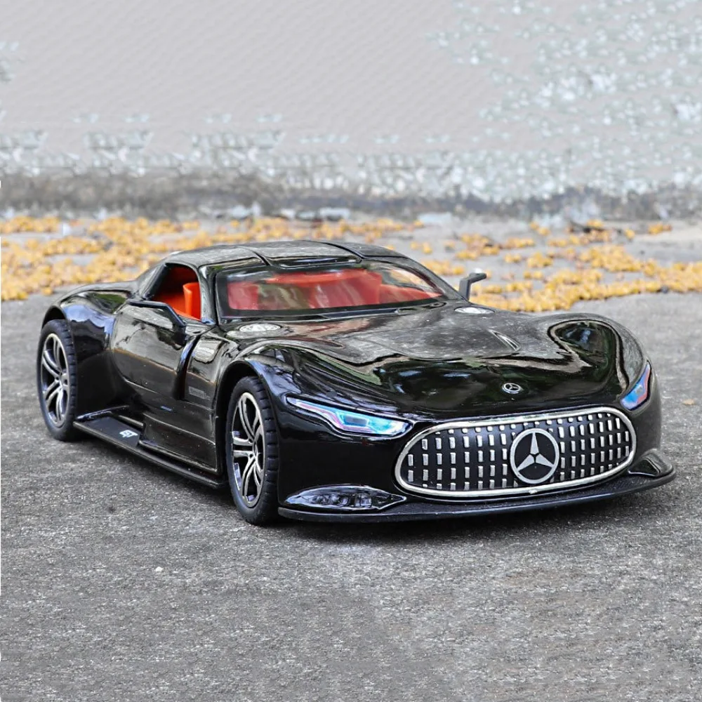 

1/24 VISION GT Cars Model Toy Diecast Alloy Sports Car Doors Opened Sound Light Pull Back Rubber Tire Toys Birthday Gift for Kid