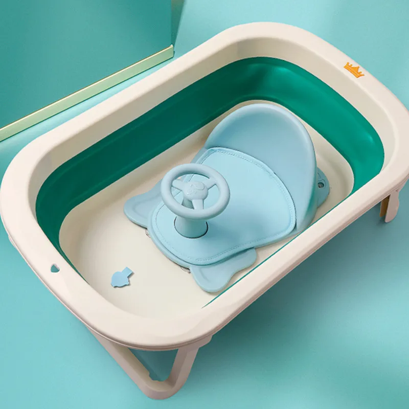 Baby Bath Seat Can Sit/Lie Down Newborn Non-slip Round Bathtub Seat with Non-Slip Soft Mat Safety Support Bath Chair