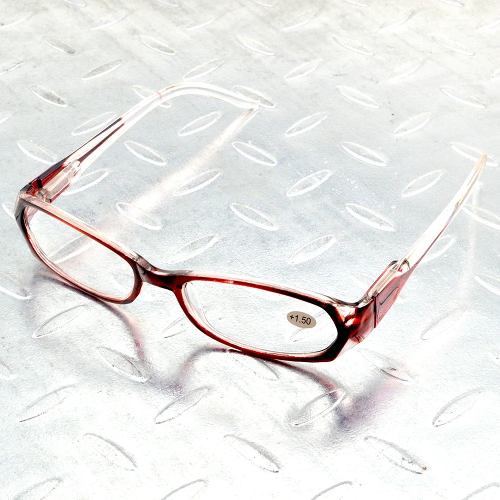 

2 Pairs Handcrafted Gradient Red Frame Diamond Decoration Women Reading Glasses +0.75 +1 +1.25 +1.5 To +4