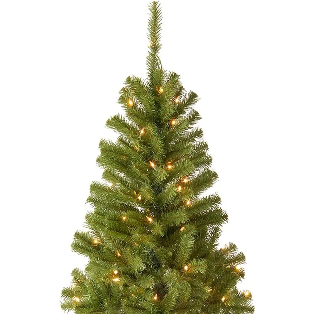 Pre-Lit Artificial Full Christmas Tree, Green, Canadian Fir Grande, White Lights, Includes Stand, 4 Feet