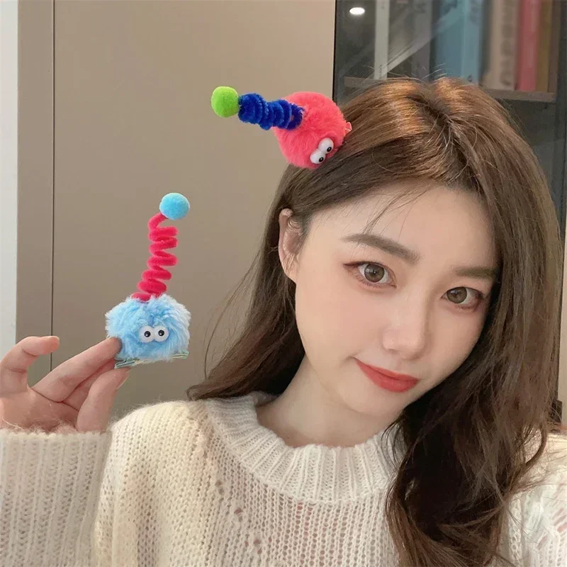 Plush Little Monster Hairpins Barrette Briquettes Side Hair Clips Cartoon Antenna Big Eye Doll Beak Clip Pin Kids Girls Headwear