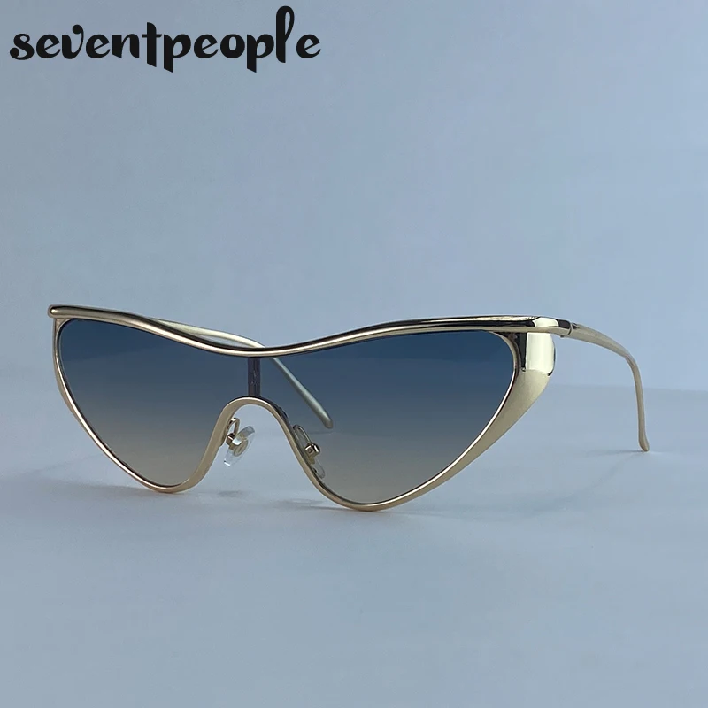 Sexy Cat-Eye Y2K Punk Sonnenbrille für Damen 2026 – Luxuriöse Trendige Steampunk Shield Sonnenbrille mit Vintage-Metallrahmen – Detail 4