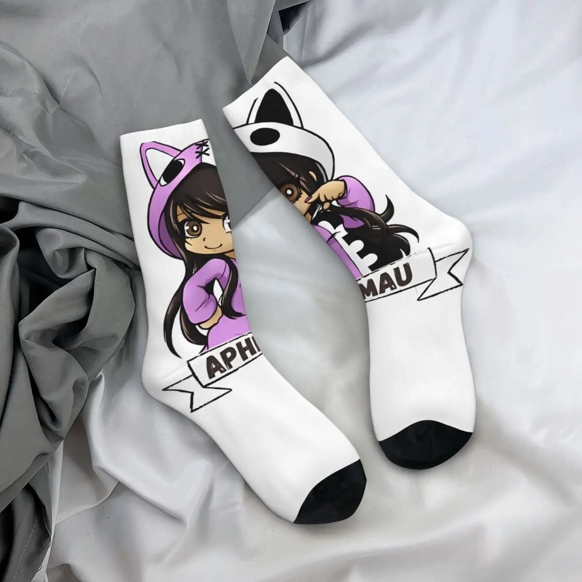 Chaussettes Aphmau Anime pour hommes et femmes, chaussettes de sport absorbant la sueur, dessin animé mignon, chaud, coloré, hiver