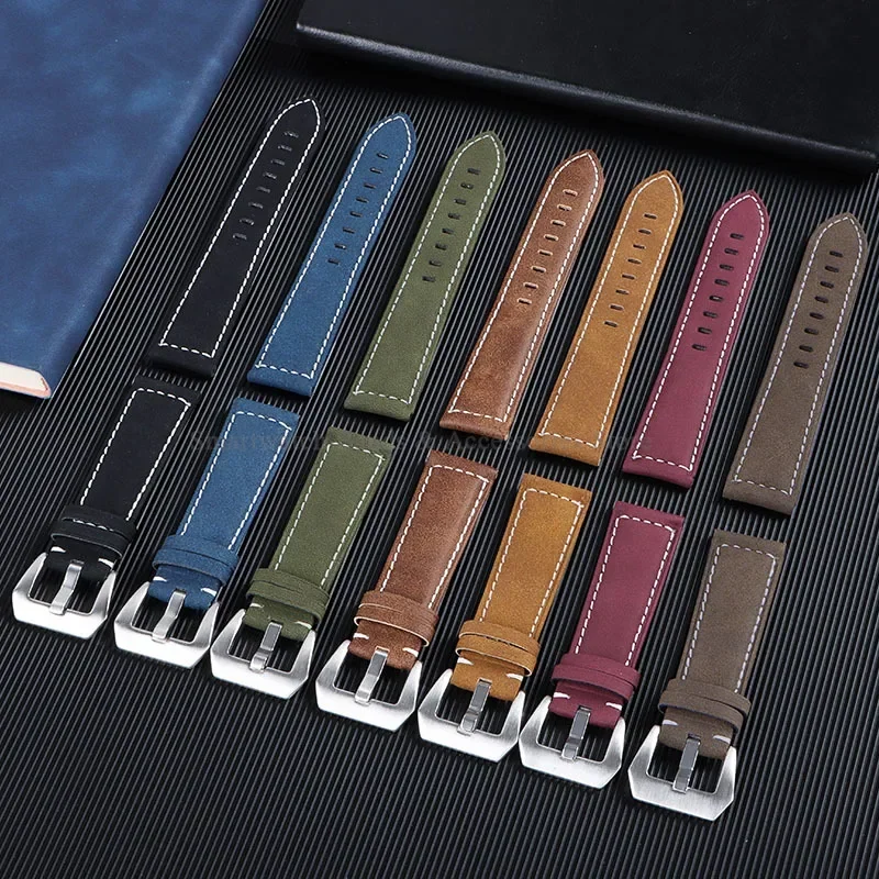 18 مللي متر 20 مللي متر 22 مللي متر 24 مللي متر جلد البقر حزام ساعة اليد ل أوميغا ل بانيراي نحى الجلود سوار معدني دبوس مشبك العصابات المعصم العالمية