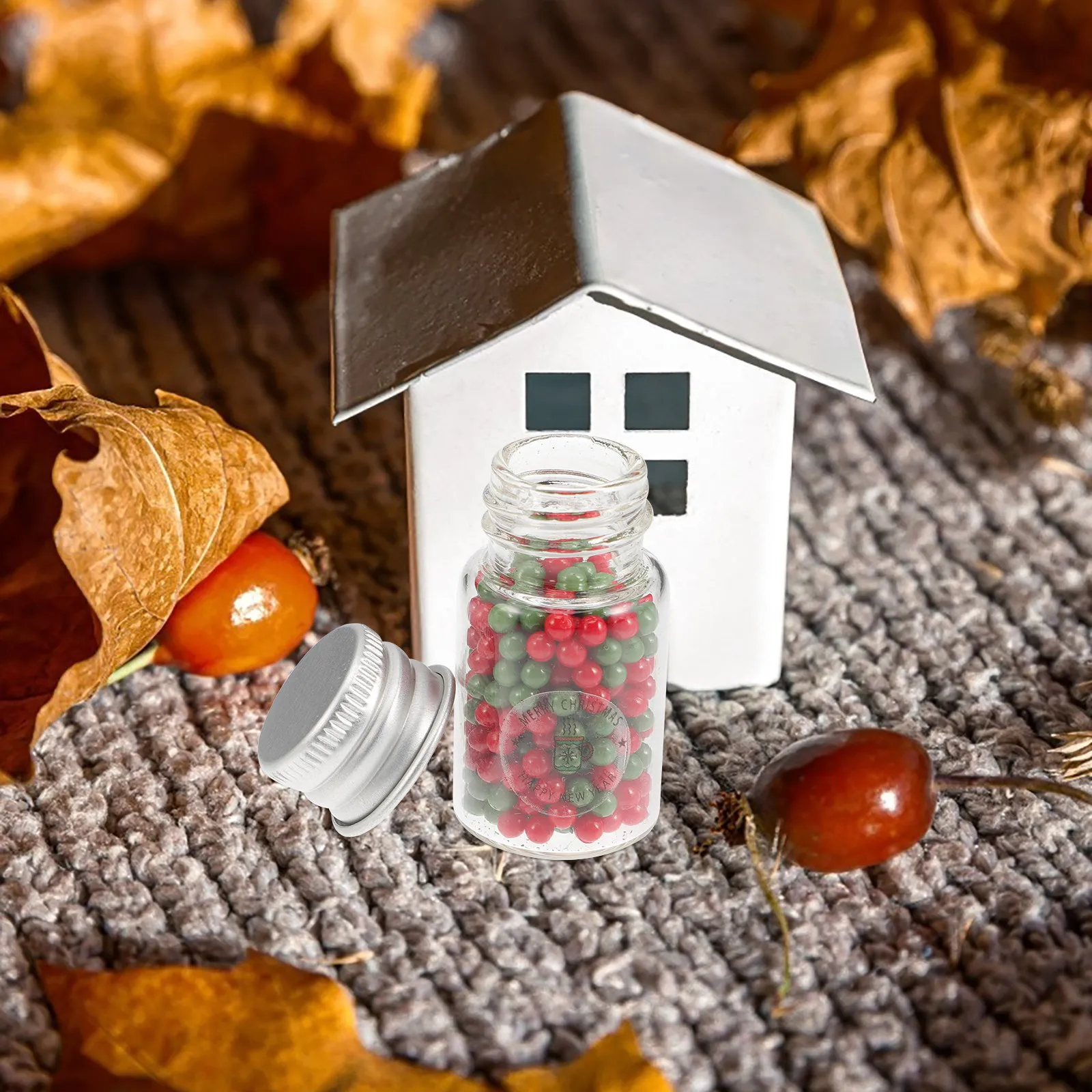 

Набор из 4 миниатюрных рождественских конфетных баночек для кукольного домика, реалистичный декор для кухни, рождественский реквизит