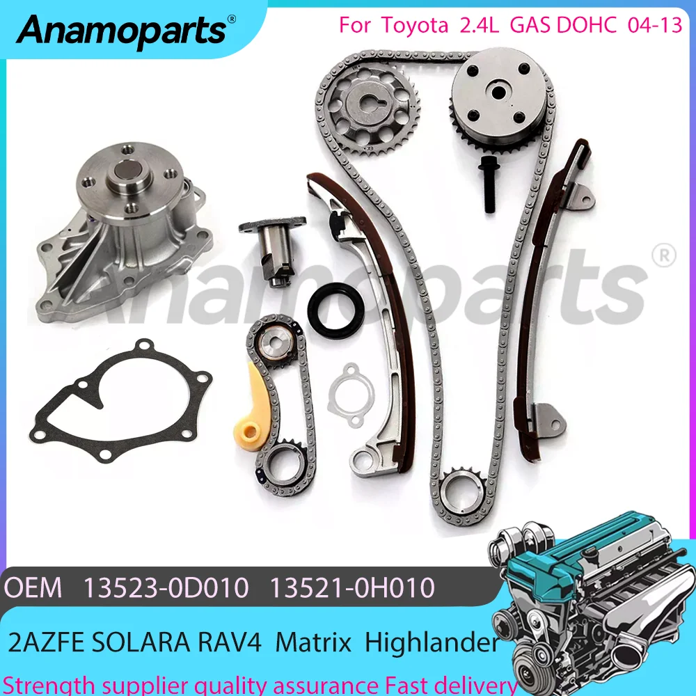 Timing chain water pump VVT Kit For 2.4 T L 04-13 Toyota Corolla RAV4 Matrix Highlander 2.4L L4 GAS DOHC 2AZFE 13523-0D010