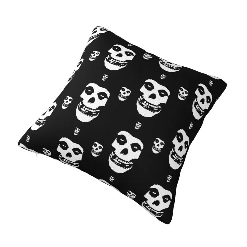 Custom Luxury Rock Punk Band Misfits Skull Face Pattern Cushion Cover for Sofa Polyester Heavy Metal Pillow Case