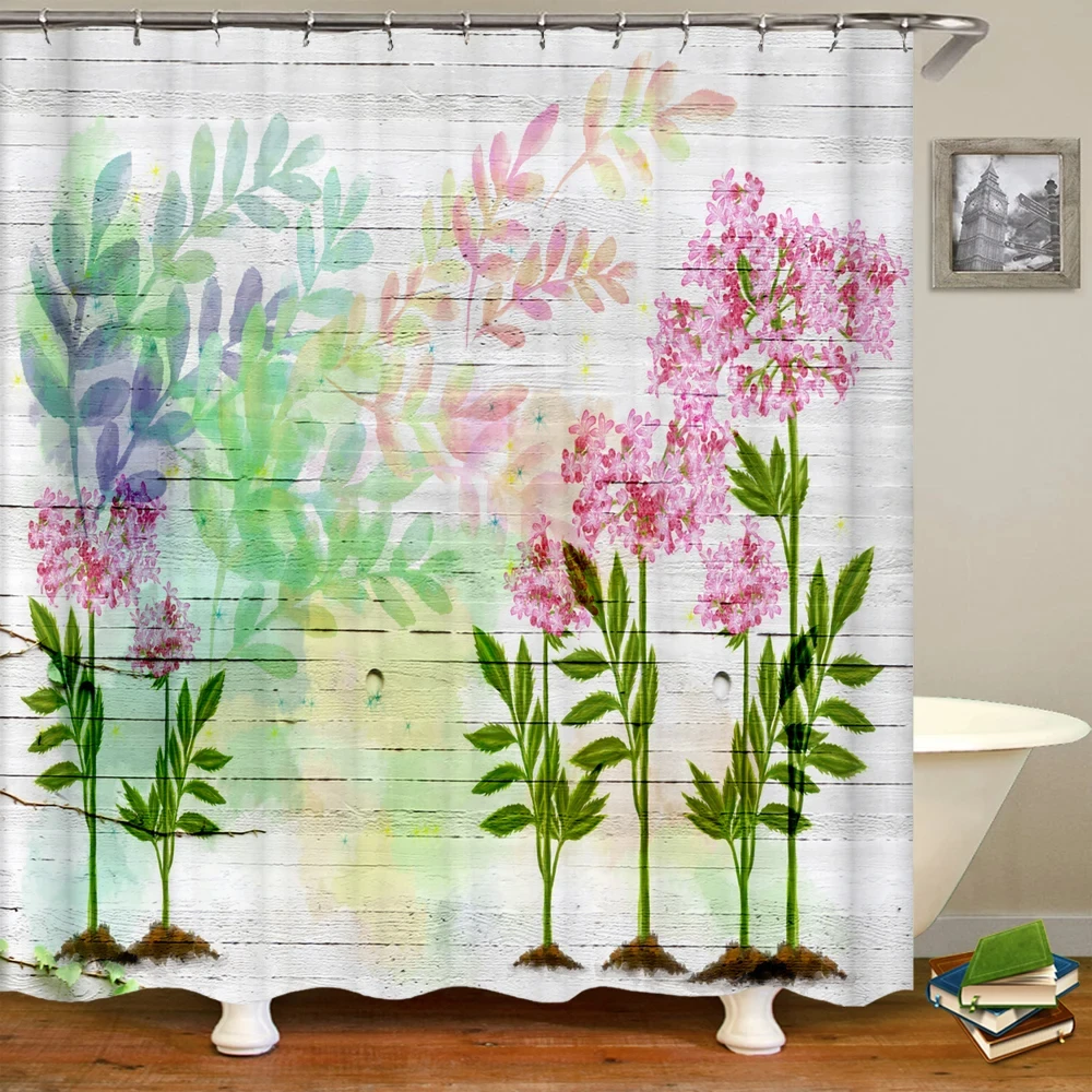 

Floral Shower Curtain, Colorful Watercolor Wildflower Flower Botanical Shower Curtain For Farmhouse Waterproof Polyester Fabric