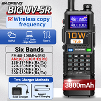 Baofeng UV-5RH 10W Air Band Walkie Talkie 3800mAh Wireless Copy Frequency Full Band NOAA Type-C Long Range Radio Upgraded UV-5R