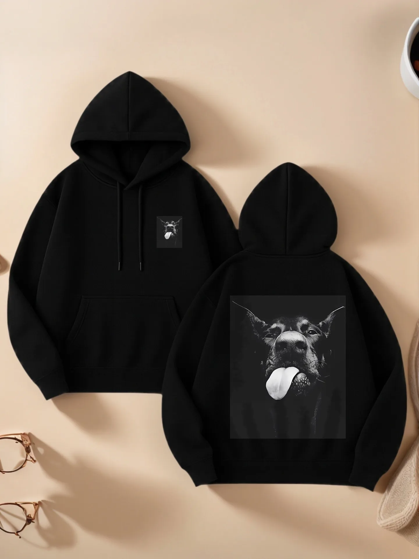 

Graphic Hoodie Women, Dog Graphic Print, Casual Aesthetic, Soft Fabric, Casual Everyday Wear, For Young Men