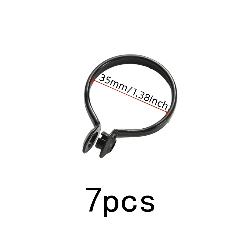 7 pcs 35mm Open Curtain Rings with Easy Open Close Design, ideal for Bedroom Bay Window and Bathroom Sheer Curtain, Black