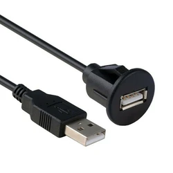 QM82 Car Dashboard Flush Mount Audio Line USB 2.0 Port Panel Extension Cable Male to Female Socket Excellent Plastic Adapter