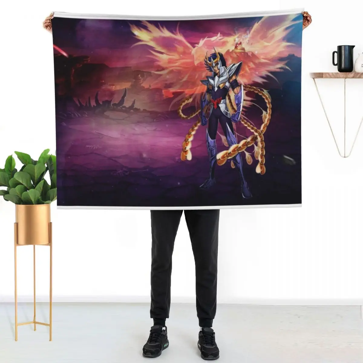 Saint Seiya Knights of the Zodiac Ikki Phoenix Throw Blanket Air Conditioner Soft Blanket for Office Home