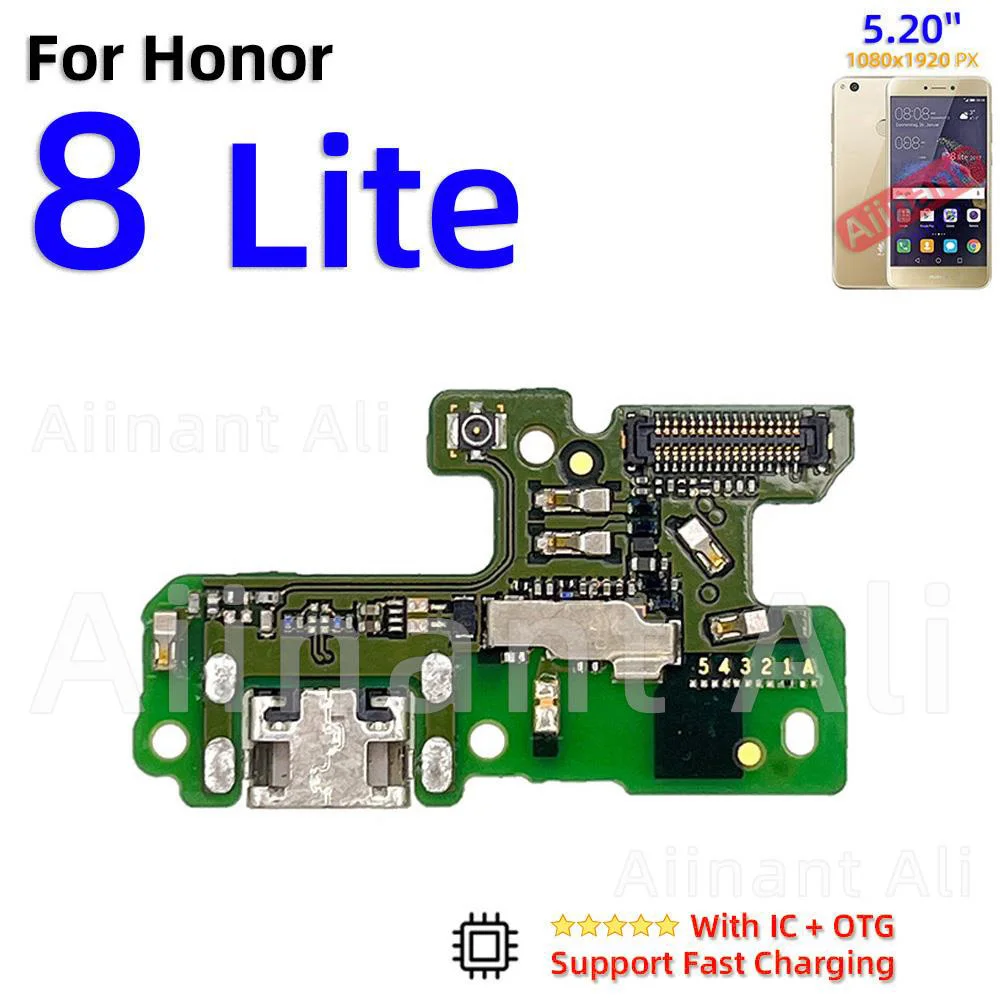 Aiinant Dock USB Charger Board Connector Charging Port Flex Cable For Huawei Honor 8 Lite Pro 8A 8C 8S 8X Max 2019 Spare Parts