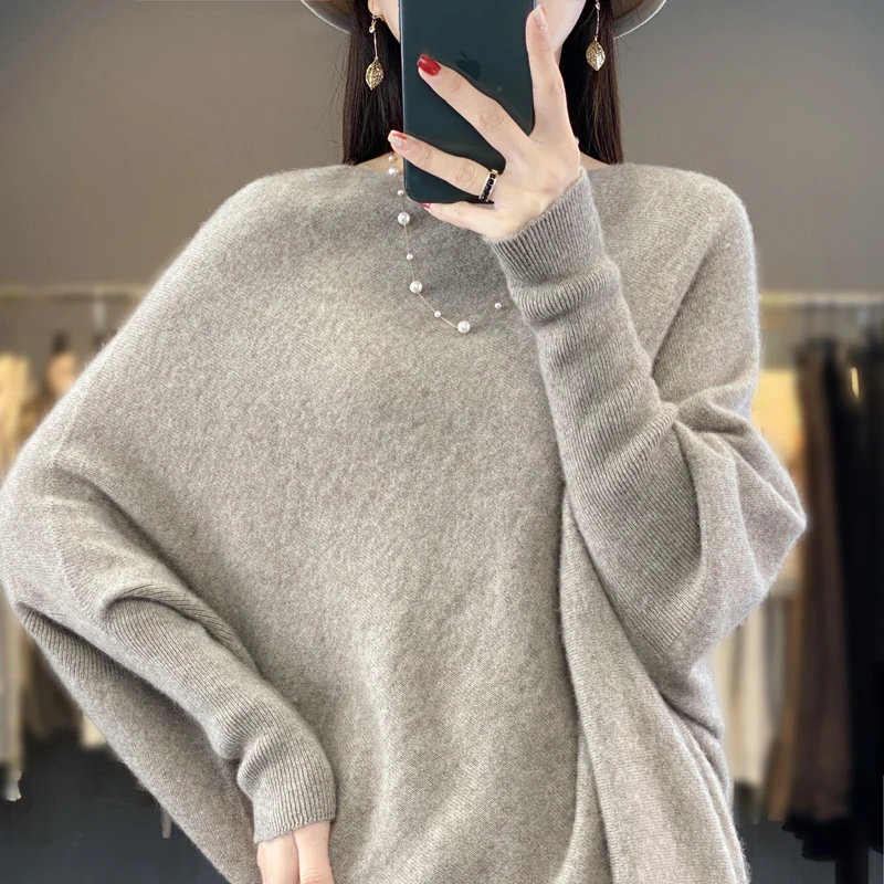 100%Pure Wool Cashmere Sweater Women\'s Clothing O-Neck Pullover Fashion Korean Length Shirt Autumn Winter Knitted Top Large size