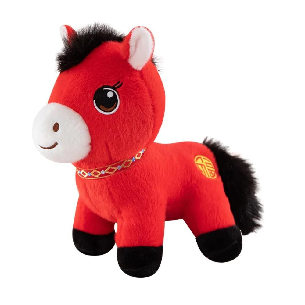 

Pp Cotton Filling Horse Cozy Embroidery Fabrics Red Color Simulation Stuffered Pony Doll National Style Lively Cute
