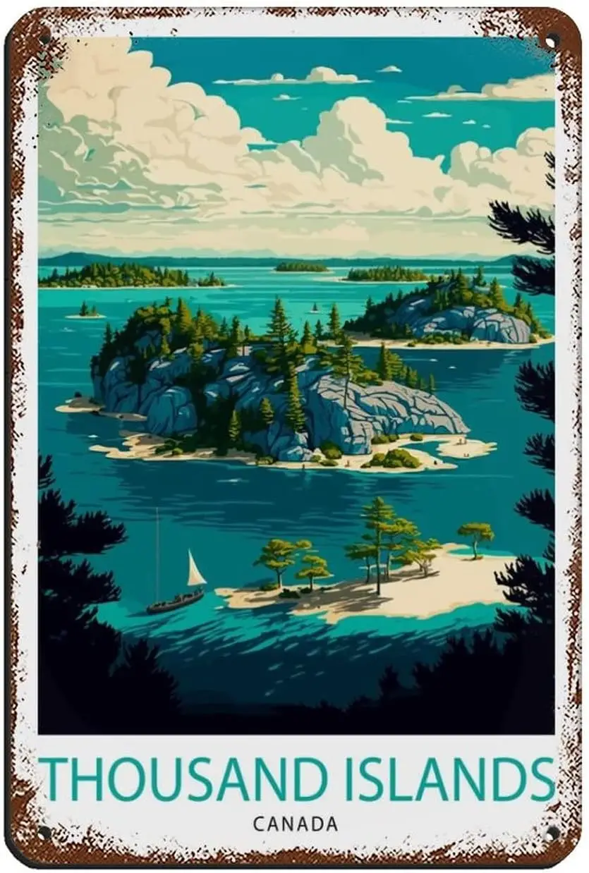 

AMTETE Thousand Islands Canada Travel Poster Retro Poster Metal Tin Sign Chic Art Retro Iron Painting Bar People Cave Cafe Famil