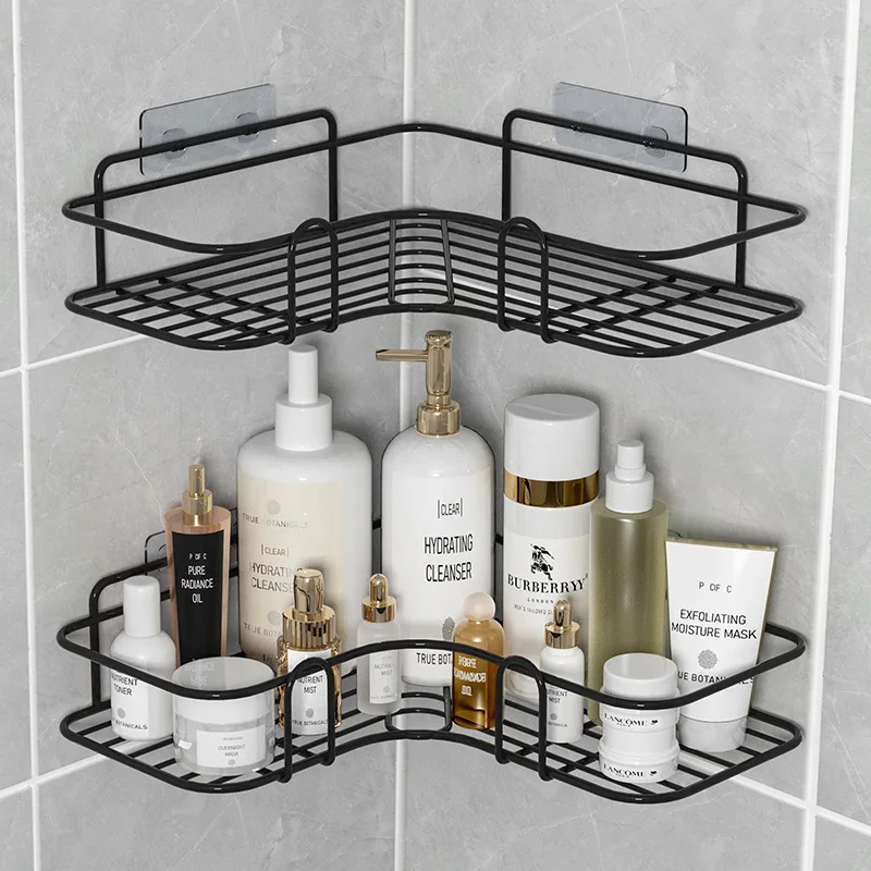 

Wall Mounted Bathroom Shelf Without Drilling Iron Shower Shelves Shampoo Storage Rack Cosmetic Holder Shower Organizer New