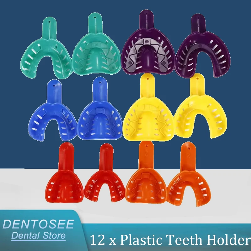 

12pcs/set Plastic Teeth Holder Trays Dental Impression Trays Durable for Dental Tools Oral Care Dentist Supplies Lab Use