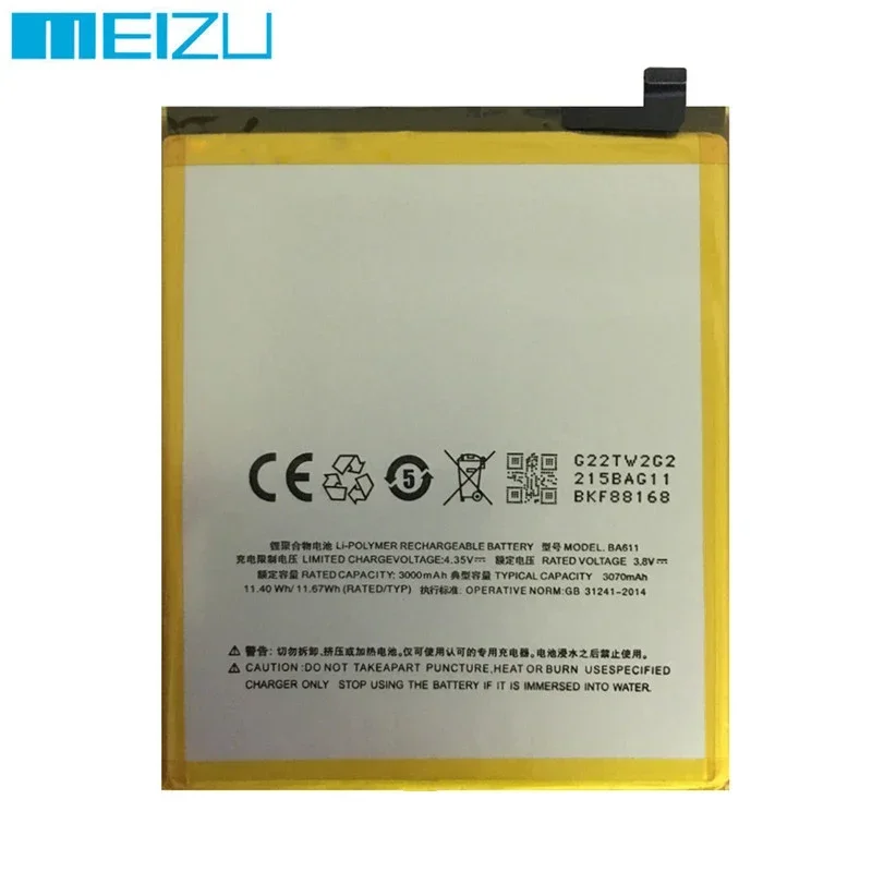 100% Original New BA611 3070mAh Replacement Battery For Meizu M5 M611 M611A M611D M611H M611Y Mobile Phone Batteries Bateria