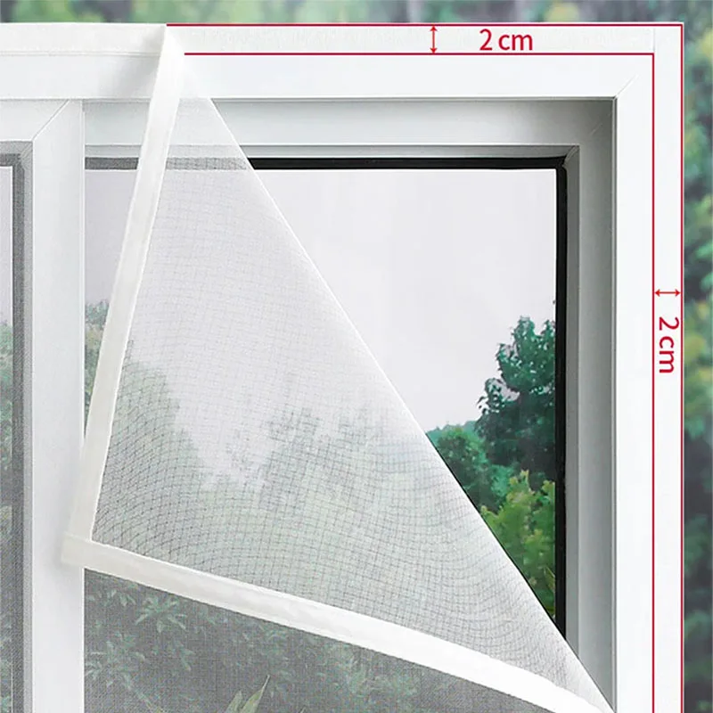 Summer, simple, white, mosquito net with multiple sizes to choose from, adhesive 2cm tape, window screen, curtain mosquito net