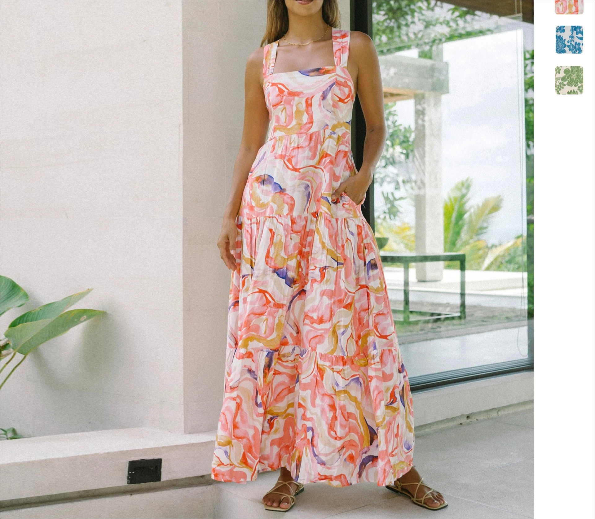 

2025 New Product Loose Strap Dress Vacation Style Beach Dress