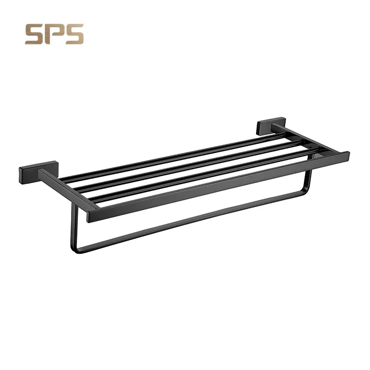 32 Series SPS Wall Mounted Latest Fashion Design Hotel Bathroom Accessories Set Square Brass Solid Rose Gold Bar Towel Rack