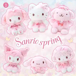 Japan Sanrio Original Kitty Melody Cinnamoroll My Sweet Piano Cherry Blossom Series Anime Plush Dolls Decorative Furnishing Gift