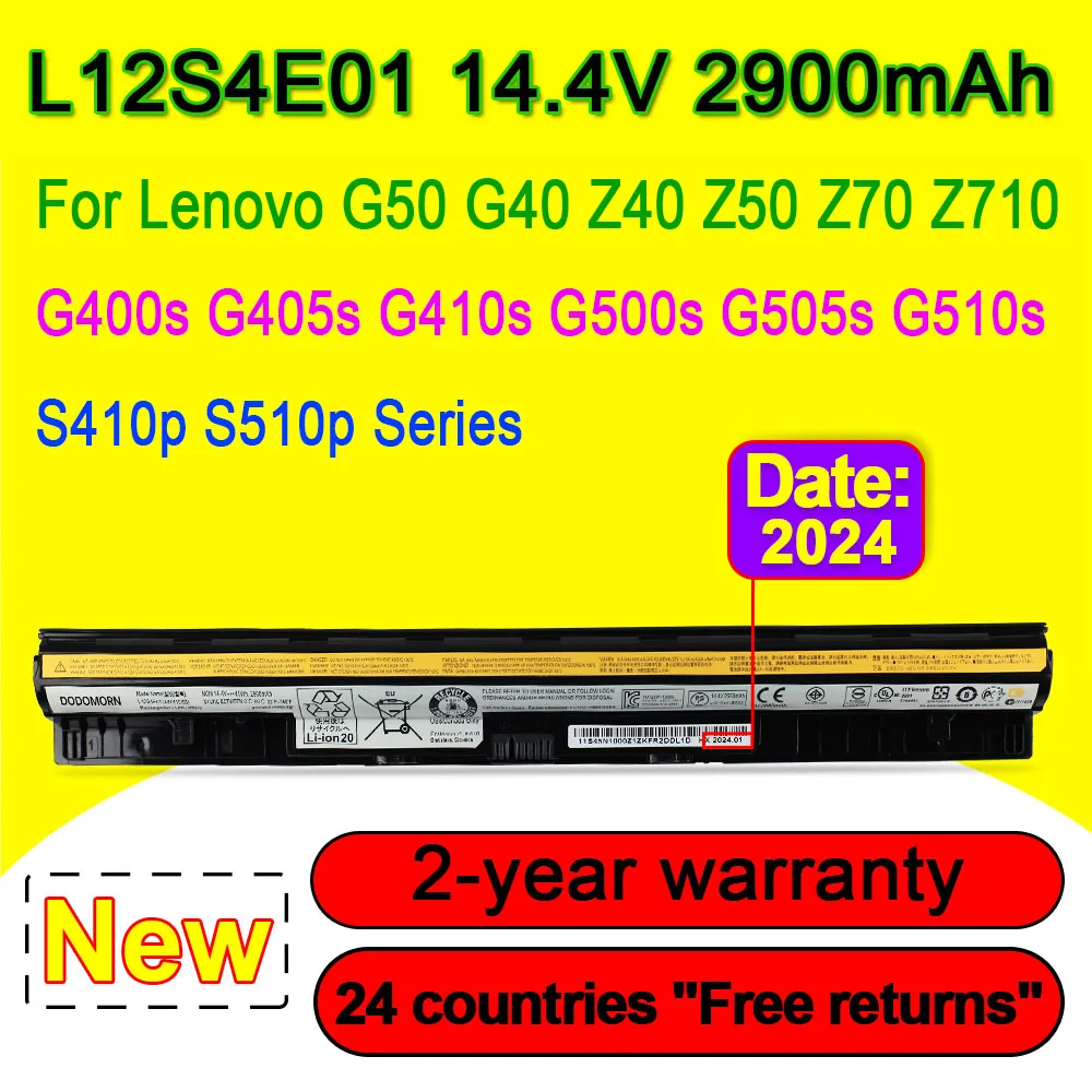 L12S4E01 Battery For Lenovo G40 G50 Z40 Z50 G400S G500S G510S G410S G405S G505S S410P Laptop L12M4E01 L12L4E01 L12L4A02 2900mAh