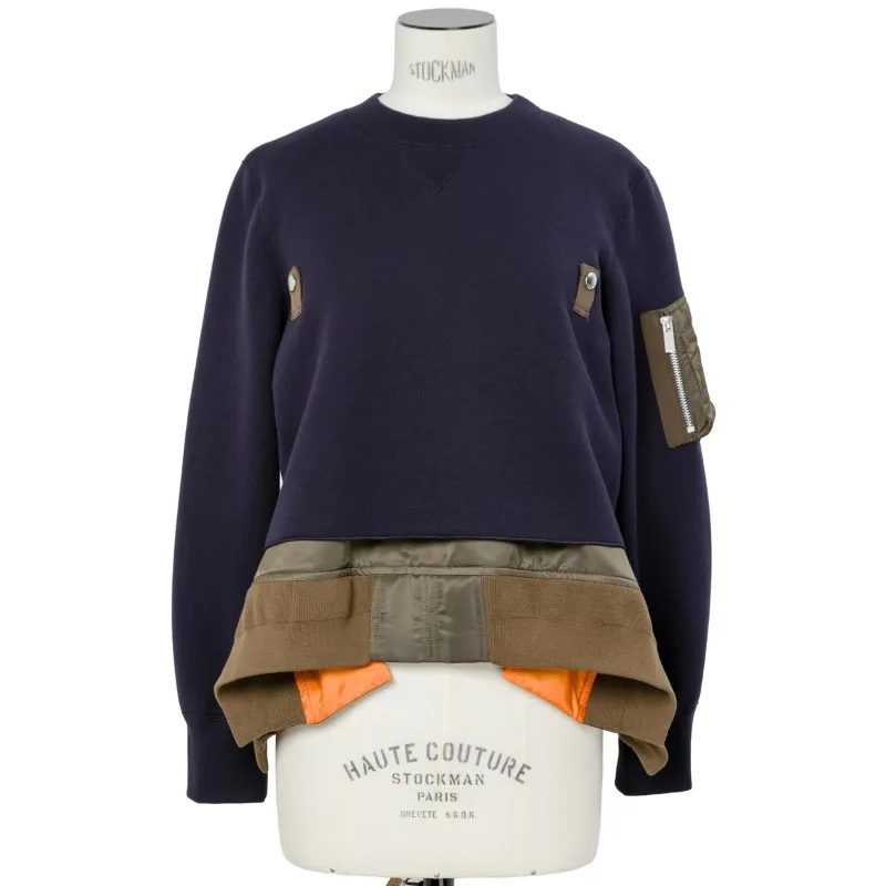 Women's 2025 Autumn New Color Block Paneled Crew Neck Sweatshirt Loose Casual Long Sleeve Outerwear Top