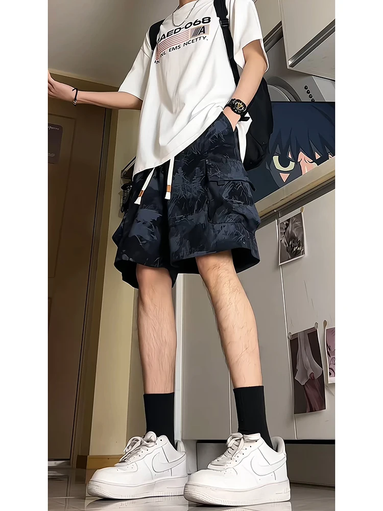 

Мужские летние спортивные брюки из полиэстера в американском стиле, повседневные, молодежные, больших размеров, трендовые, с четырьмя или пятью карманами