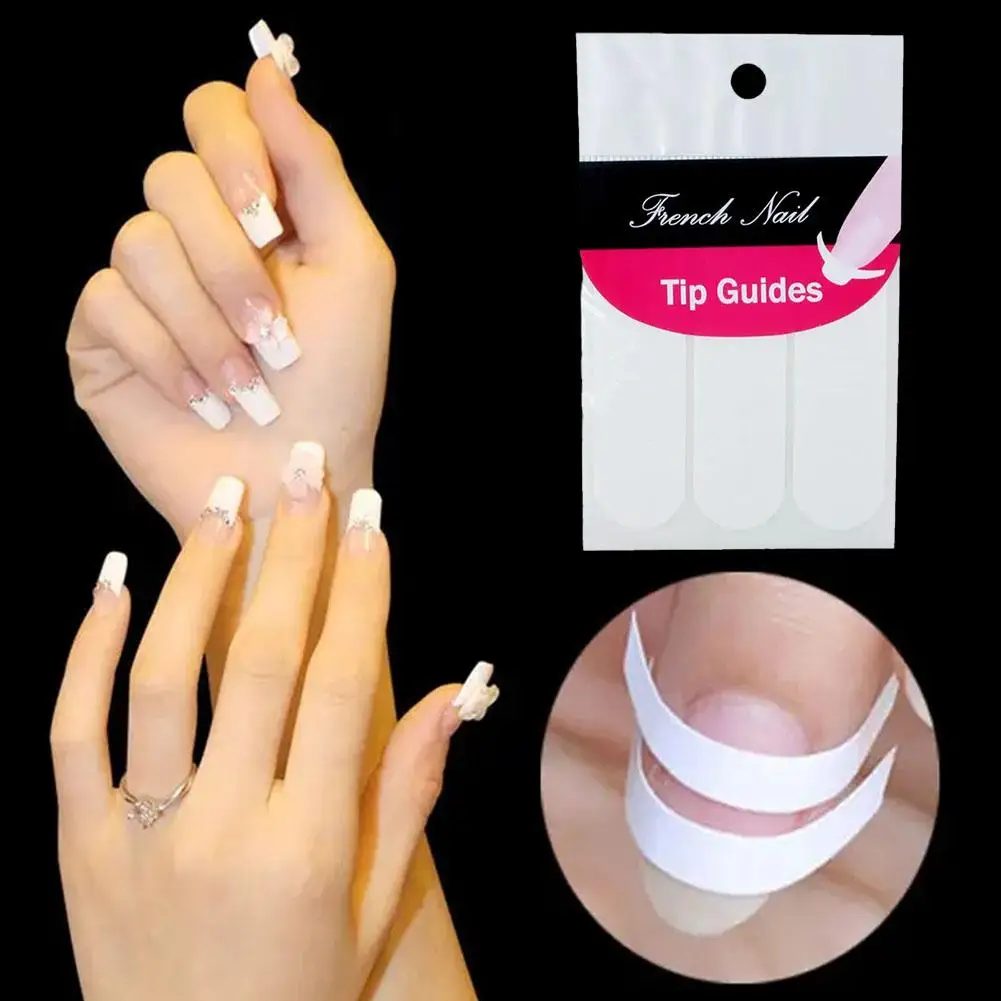 Naklejki na paznokcie szablon porady przewodnik francuskie wiry Manicure naklejki z frędzlami stylizacja sztuka 3D formy DIY Sencil narzędzia uroda paznokci J4U8