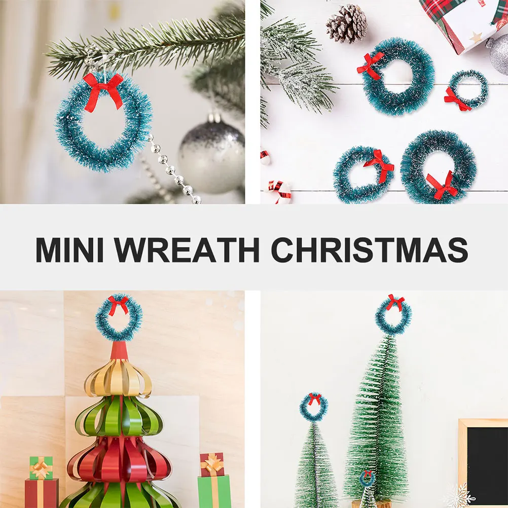 

12pcs Mini Christmas Tree Wreaths Home Decoration Wall Hanging Ornament Xmas Window Pendant Living Room Decorative Miniature
