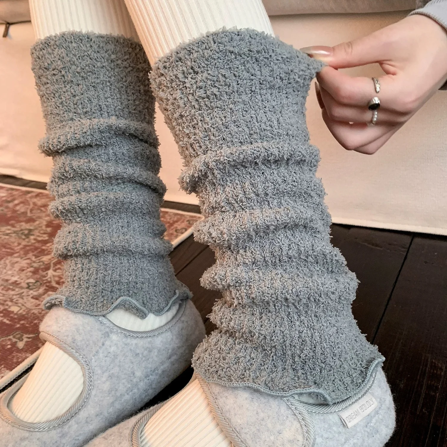 

NEW Women Solid Colors Leg Warmers Sweet Ankle Warmer Gothic Japanese Lolita Style Long Socks Y2K Plush Cosplay Heap Heap Socks