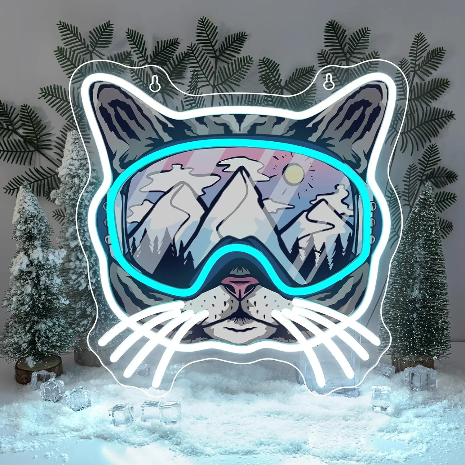 

﻿ Неоновая LED-вывеска Cat Ski Goggles с USB-подсветкой и регулировкой яркости для игровой комнаты, спальни, бара, гостиной, подарок на день рождения, декор для стен