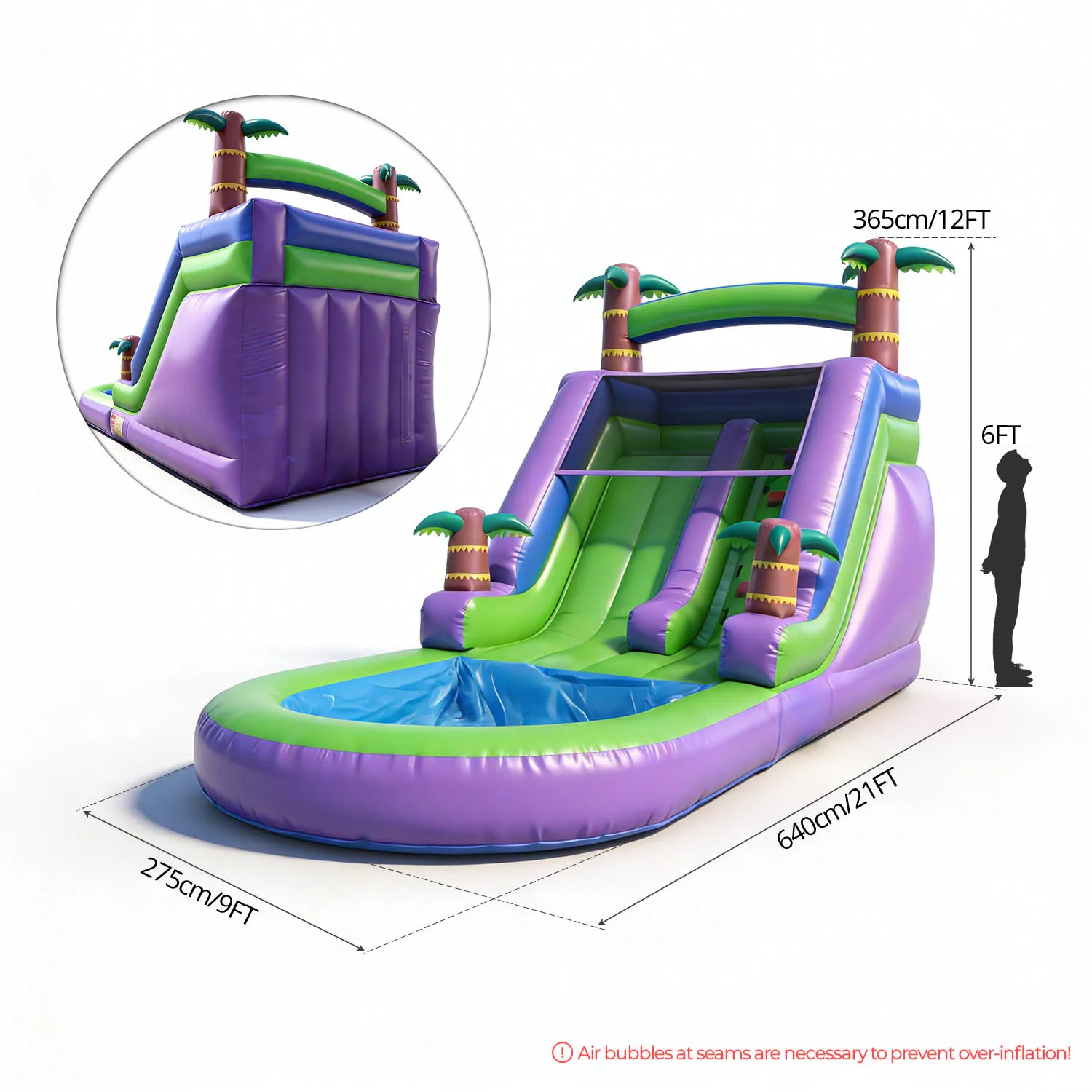 

Надувной батут-горка Commerci 6.4M из 100% ПВХ с воздуходувкой 950 Вт для детей и взрослых, детская игровая площадка