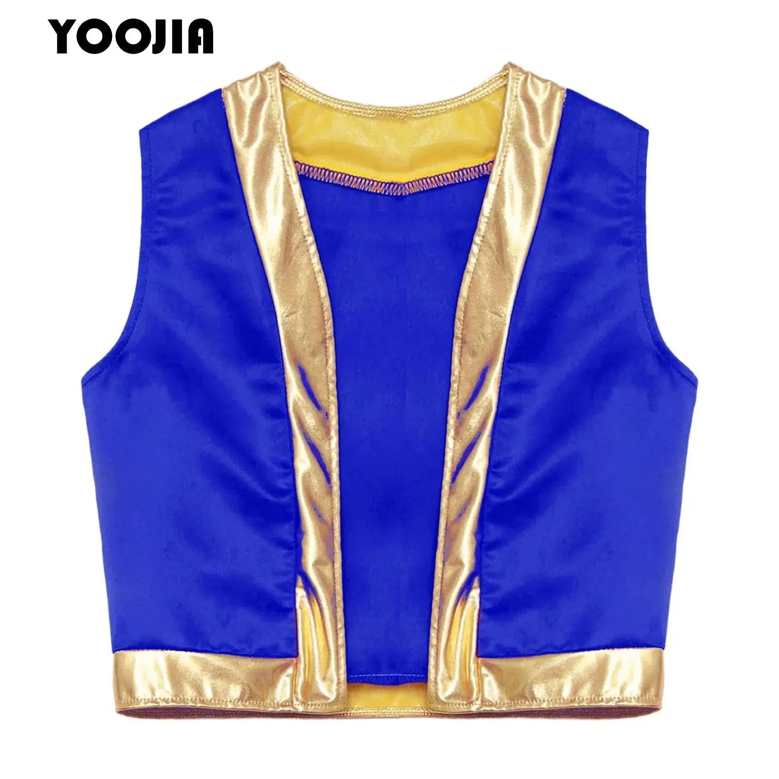 

Boys Halloween Toad Vest Metallic Shiny Open Front Waistcoat Game Character Cosplay Costume for Carnival Theme Party Role Play