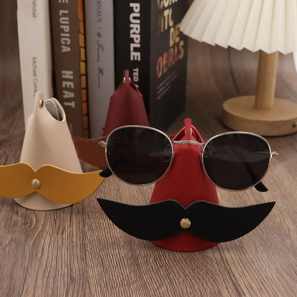 PU Leather Eyeglass Show Holder Sunglasses Display Holder Beard Shape Glasses Shelf Rack Freestanding Non-slip