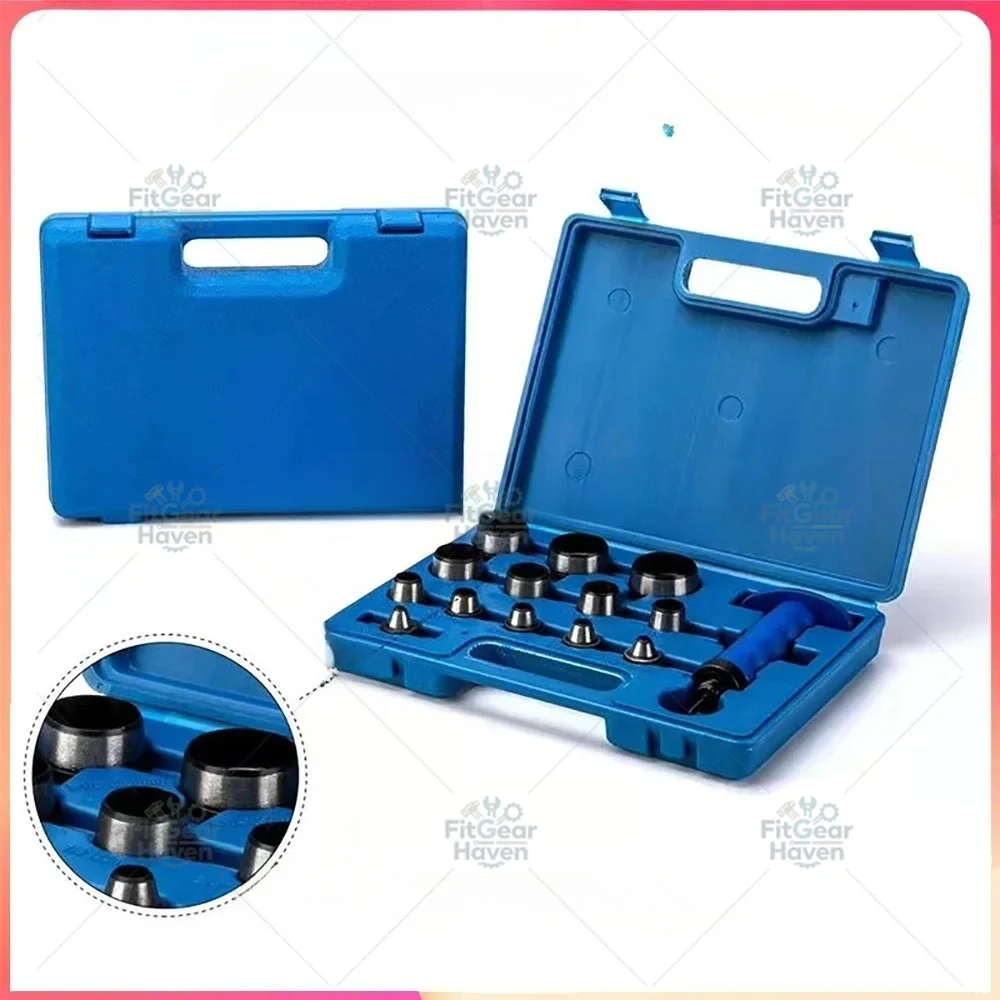14Pcs 5-35mm Hole Punch Set, High Carbon Steel Leather Gasket Cutter Tool