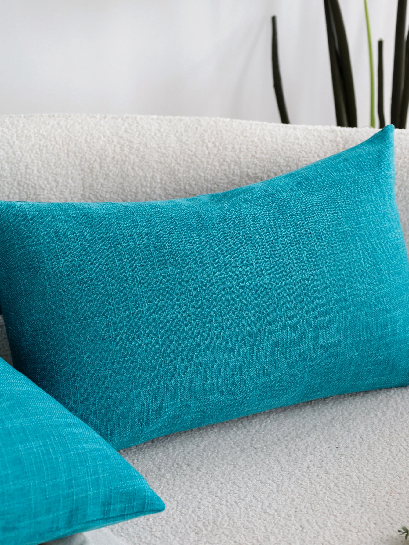 

Linen Cushion Cover Teal for All Seasons Soft Decorative Solid Color Pillowcase Multi-size Home Sofa Customizable Pillow Cover