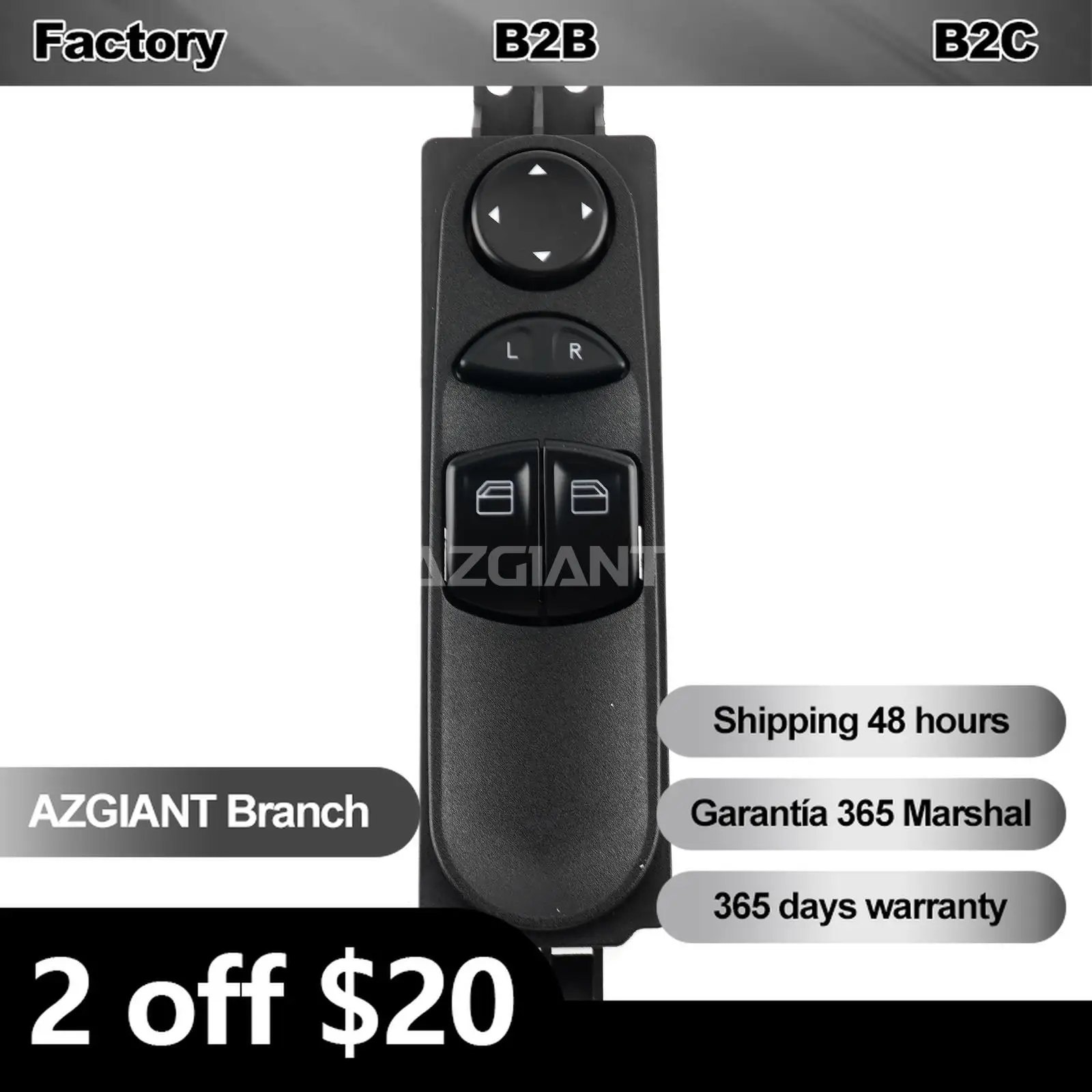 

Switch for Mercedes Benz Vito W639 Bus Mixto Kasten Window Glass Lifter Control Button 2003-2014 Front Left Side 7pin