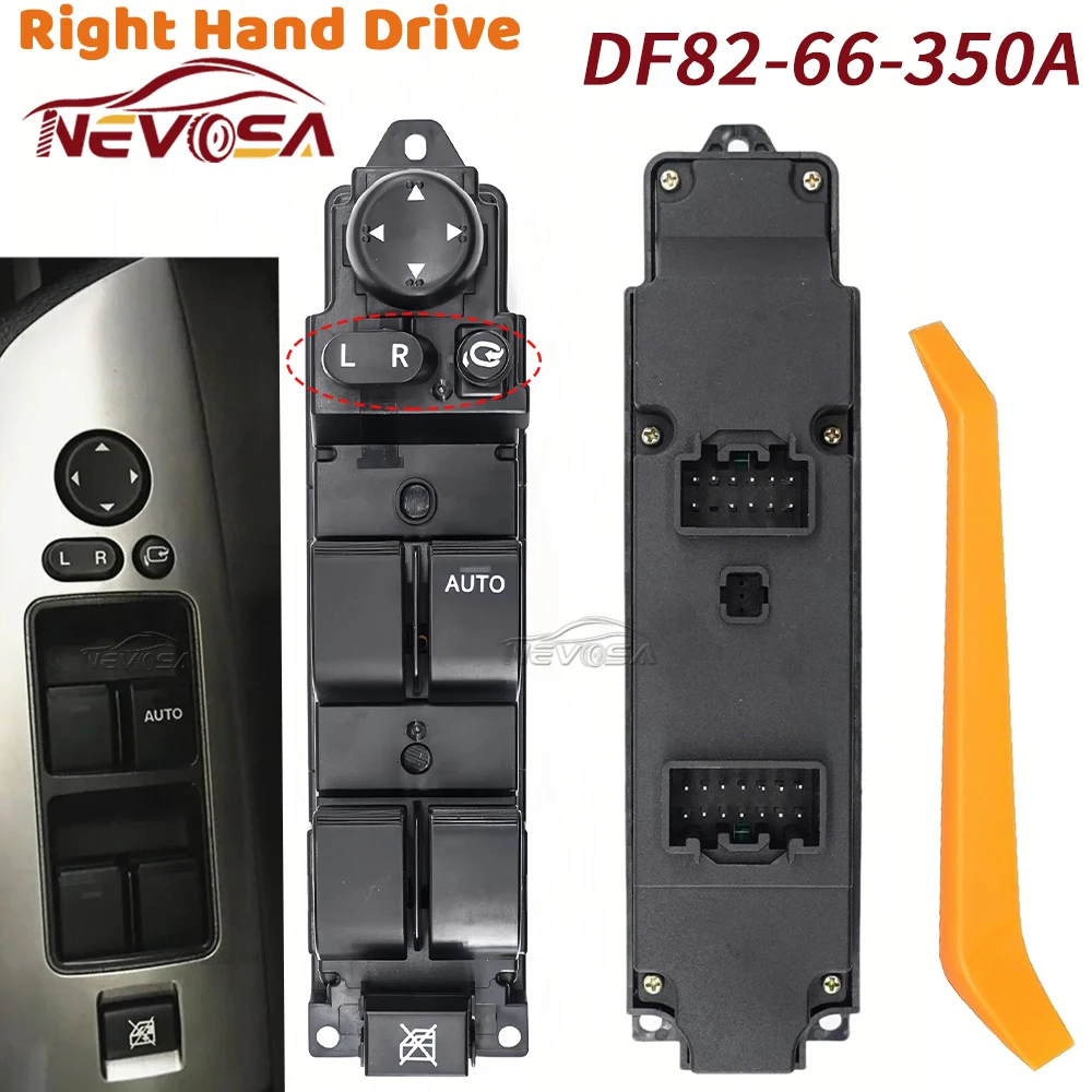 RHD For Mazda 2 Master Control Window Switch For DE Demio 2008-2014 With Electric Fold DF82-66-350 D652-66-350A Right Hand Drive