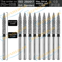 BEFULL FO Tpye 10PCS Dental Diamond Burs Drill PolisherTeeth Stainless Steel for High Speed Handpiece  Dentistry Nail Polishing