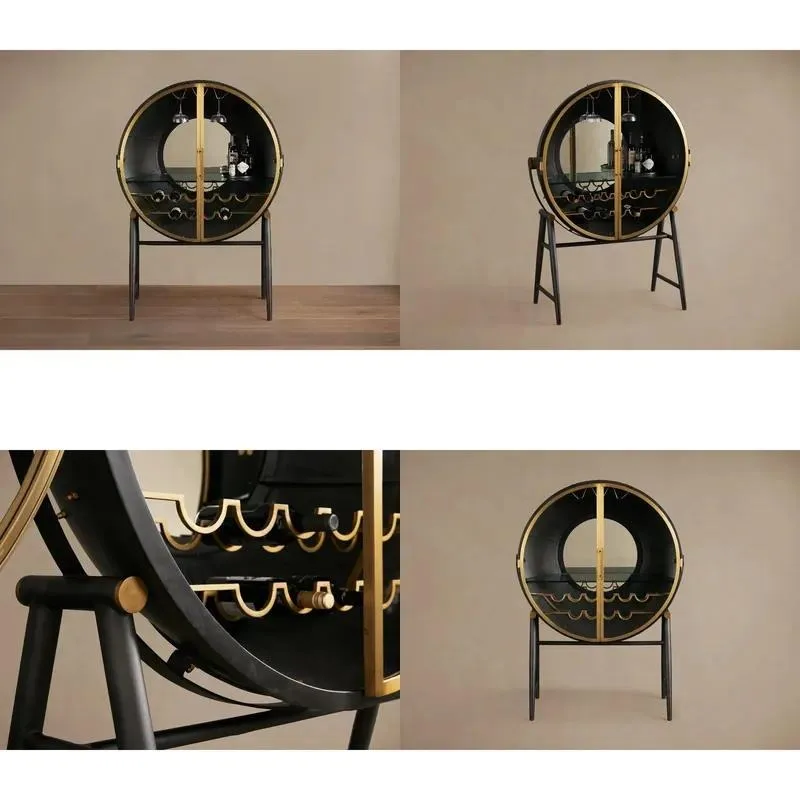 Contemporary Unique Design Bar Cabinet Living Room Luxury Home Furniture Stainless Steel Wine Storage