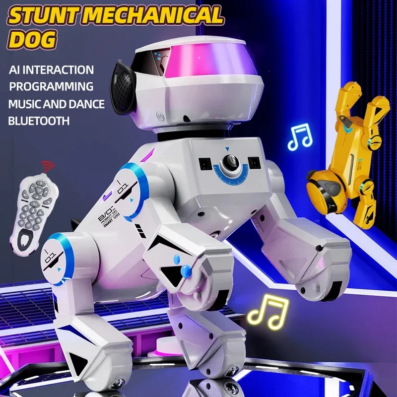 Ai Robot Dog Gesture Remote Control Speaker Song Programmable Cool Lighting Toy Kids Aged 6+Interactio