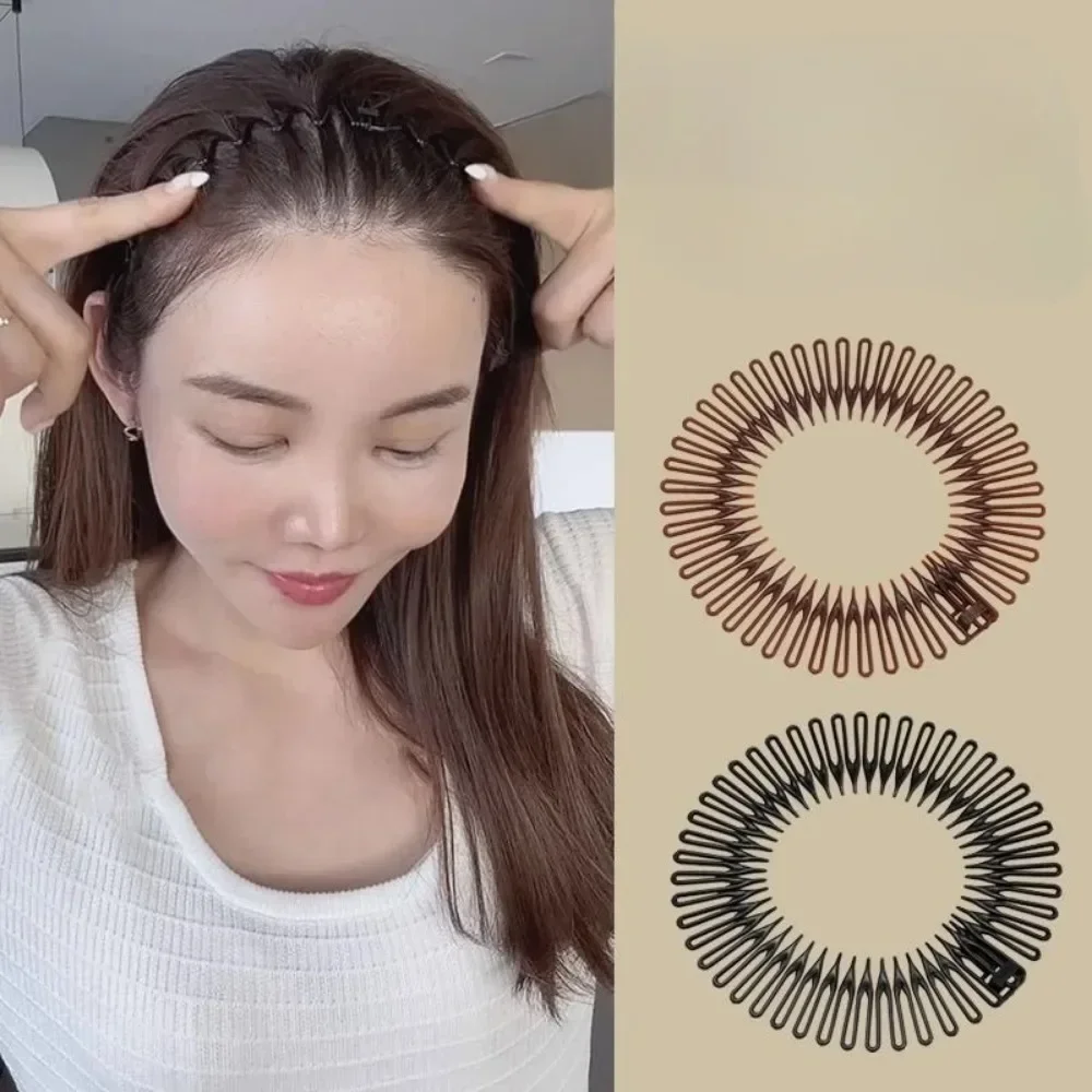 6Pcs Stretch Flexible Combs Teeth Full Circle Hair Hoops Band Clips Hairband Face Wash Headbands Fixed Korean Hair Accessories