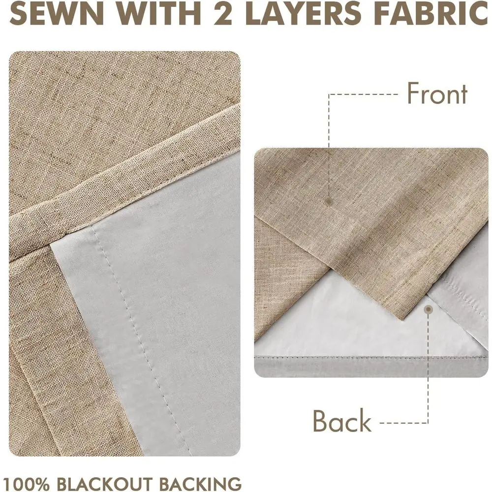 63 ستائر من الكتان المعتم، مطويات باللون الرمادي الداكن، سواد الغرفة بنسبة 100%، قماش الذاكرة، مجموعة من لوحتين لغرفة النوم وغرفة المعيشة